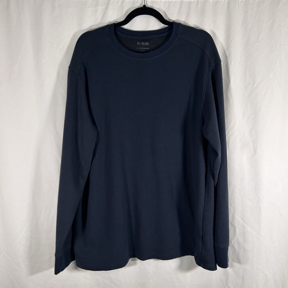01. ALGO Sweater Men's XXL Navy Blue Crew Neck Long Sleeve Performance Quick Dry
